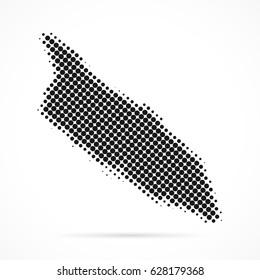 Aruba map in halftone. Dotted illustration isolated on a white background.
Vector illustration.