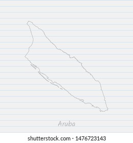 Aruba map hand drawn gray outline on notebook background. Vector Illustration EPS10.