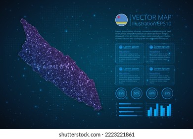 Aruba map infographics template for diagram, graph, presentation and chart with abstract geometric mesh polygonal light concept on blue background. Vector Illustration EPS10.
