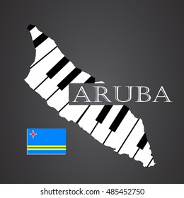 aruba map logo made from piano