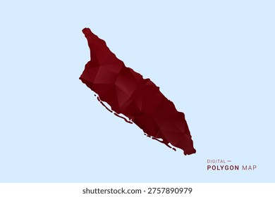 Aruba Map - Low poly polygon map in deep red gradient on light blue background, modern minimal geometric design, vector illustration with faceted triangulated style.