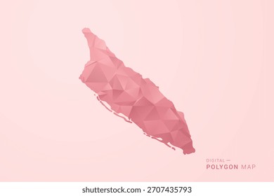 Aruba Map - Polygon Style Vector Illustration in Soft Pink Valentine Theme, Low Poly Geometric Design, Isolated on Pastel Background.