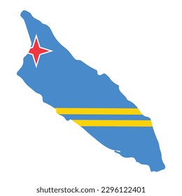 Aruba map vector illustration national flag on map vector illustration concept 