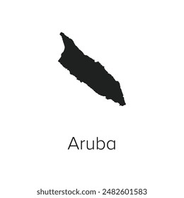 Aruba Map Vector Illustration - Silhouette, Outline, Aruba Travel and Tourism Map