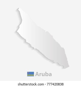 Aruba map white paper 3D. illustration vector.