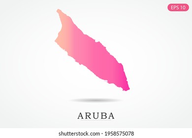 Aruba Map - World Map International vector template with Pink gradient color isolated on white background - Vector illustration eps 10