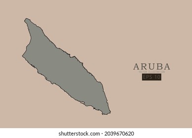 Mapa de Aruba - Mapa Mundial Plantilla vectorial Internacional con estilo clásico antiguo y color gris en el mapa aislado en fondo marrón - Ilustración vectorial eps 10 