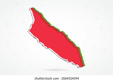 Aruba Map - World Map International vector template with including red, green and black outline sketch isolated on white background - Vector illustration eps 10