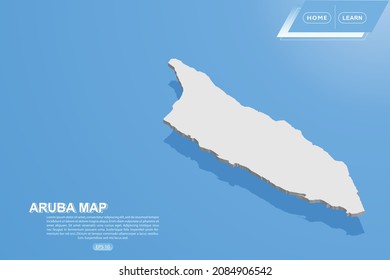 Aruba Map - World map International vector template with isometric style including shadow, white color on blue background for design, website, infographic - Vector illustration eps 10