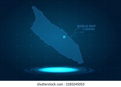 Aruba Map - World Map International vector template with Hologram in perspective style and HUD, GUI, UI interface isolated on blue background for design - Vector illustration eps 10