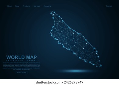 Aruba Map - World Map mash line and point scales on blue technology background. Wire Frame 3D mesh polygonal network line, design sphere, dot and structure - Vector illustration eps 10