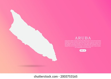 Aruba Map - World map vector template with 3d white color on Pink gradient background for infographic - Vector illustration eps 10