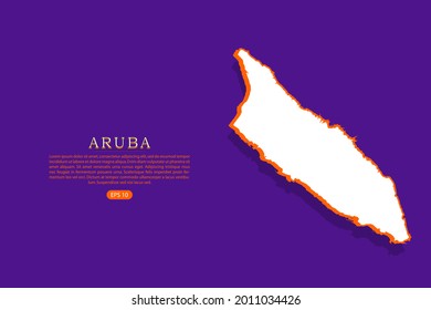 Aruba map - World map vector template with isometric style including shadow, white and orange color on purple background - Vector illustration eps 10