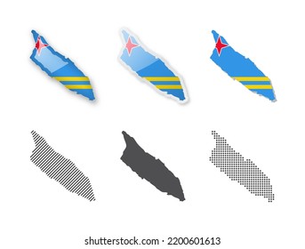 Aruba - Maps Collection. Six maps of different designs. Set of vector illustrations