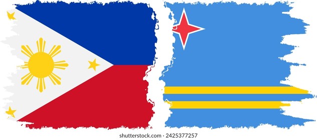 Aruba y Filipinas grunge banderas conexión, vector