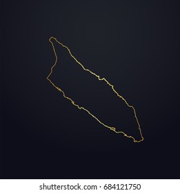 Aruba region map: golden gradient outline on dark background. Detailed map of Aruba regions. Vector illustration.