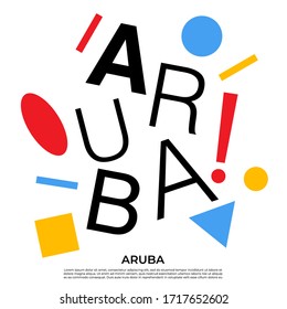Aruba : Set of country name with geometric elements : Vector Illustration