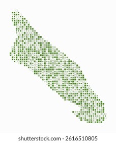 Aruba, shape of the country built of colored cells. Digital style map of Aruba on white background. Small size square blocks. Plain vector illustration.