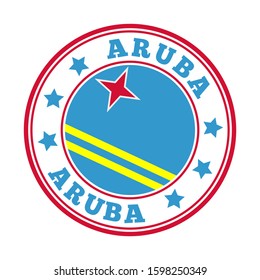 Aruba sign. Round country logo with flag of Aruba. Vector illustration.