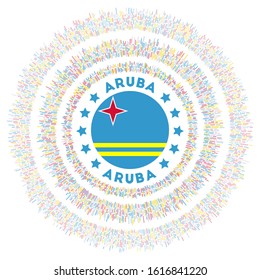 Aruba symbol. Radiant country flag with colorful rays. Shiny sunburst with Aruba flag. Amazing vector illustration.