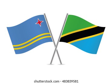 Aruba and Tanzania flags. Vector illustration.