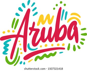 Aruba, text design. Vector calligraphy. Typography poster. Usable as background.