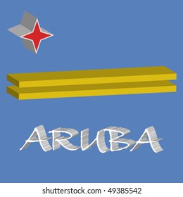 aruba tridimentional flag, abstract vector art illustration