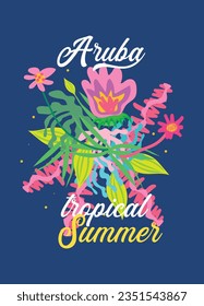 aruba tropical summer,t-shirt design fashion vector