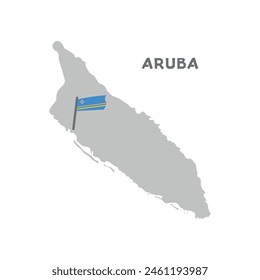 Aruba Vektorgrafik Karte Illustration, Land Karte Silhouette mit der Fahne im Inneren. Nation Geography Outline Border Territory Shape Vektorillustration EPS Clipart