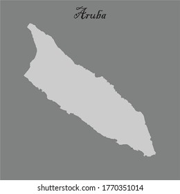 Aruba vector map silhouette, high detailed illustration