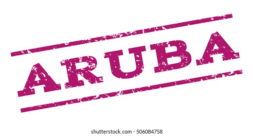 Aruba watermark stamp. Text Caption between parallel lines with grunge design style. Rubber seal stamp with unclean texture. Vector purple color ink imprint on a white background.