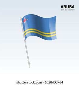 Aruba waving flag isolated on gray background