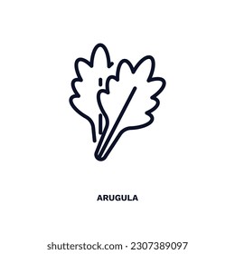 arugula icon. Thin line arugula icon from vegetables and fruits collection. Outline vector isolated on white background. Editable arugula symbol can be used web and mobile