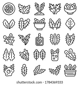 Arugula icons set. Outline set of arugula vector icons for web design isolated on white background