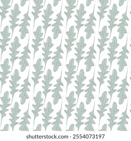 Arugula leaves in watercolor style in trendy monochrome green Seamless Pattern. Healthy eating fond