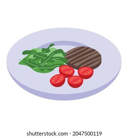 Arugula steak food icon. Isometric of arugula steak food vector icon for web design isolated on white background