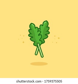 Arugula Vector Icon Illustration. Cute Vegetable. Flat Cartoon Style Suitable for Web Landing Page, Banner, Sticker, Background