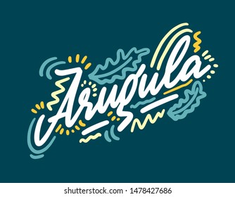 Arugula vector illustration.Vector set of element for advertising, packaging design of products.
