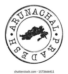 Arunachal Pradesh India Map Postmark. Silhouette Postal Passport. Stamp Round Vector Icon. Vintage Postage Design.