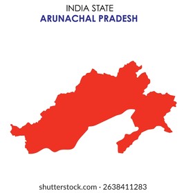 Arunachal Pradesh map of India. Arunachal Pradesh map vector illustration. Arunachal Pradesh vector map on white background.