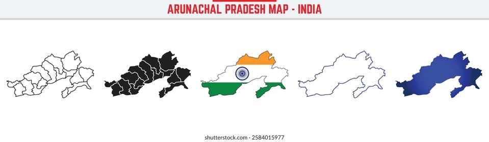 Arunachal Pradesh, State, AR Outline Icon – India Map Silhouette Vector. India map editable stroke outline icon