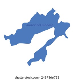 Icono del Vector del Mapa Estatal de Arunachal Pradesh. India Icono del estado de la provincia de Arunachal Pradesh. Mapa de Arunachal Pradesh