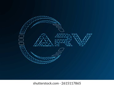 ARV low poly letter logo vector design. ARV lower poly logo design. 