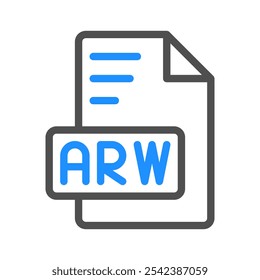 Icono de archivo de documento Arw con líneas de color, perfecto para Sitio web, interfaz de usuario y App móvil.