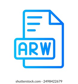 Arw Document file picture gradient icon. format file type icons symbol, Extension, type data, vector illustration.