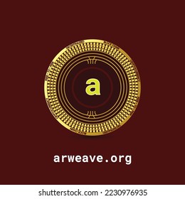 Arweave AR Cryptocurrency coin isolated on dark red background, Blockchain, finance symbol. Vector illustration, Crypto logotype symbol vector illustration of digital currency brand. svg