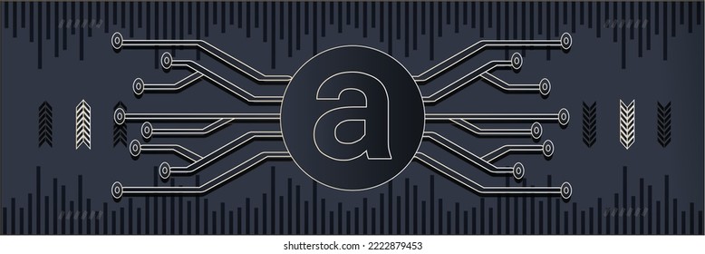 Arweave AR Digital cryptocurrency block chain market token black and gold coin isolated on black background vector, decentralized blockchain finance technology cryptocurrency background svg