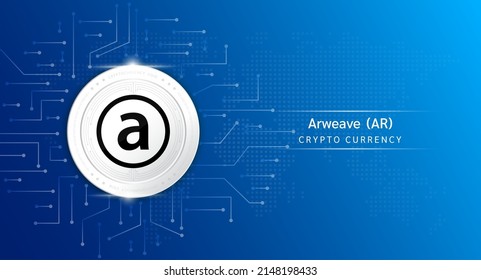Arweave coin cryptocurrency token symbol. Crypto currency with stock market investment trading. Coin icon on dark background. Economic trends finance concept. 3D Vector illustration. svg
