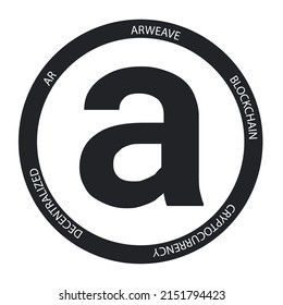 Arweave cryptocurrency logo. AR crypto symbol icon flat vector illustration. EPS 10 editable template.  svg