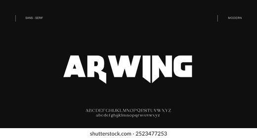 Arwing modern alphabet fonts. Typography, luxury, feminine, Lettering, Elegant, Fashion, Designs, Sans Serif fonts, Uppercase. Vector illustration